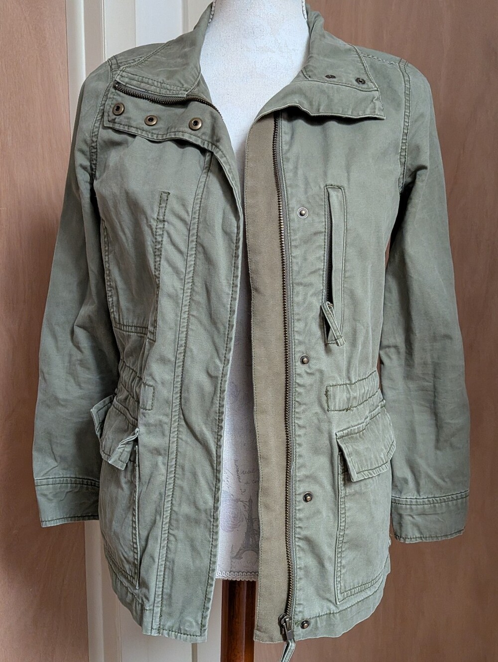 Madewell XS Olive Green Military Utility Jacket Cotton Zip Front